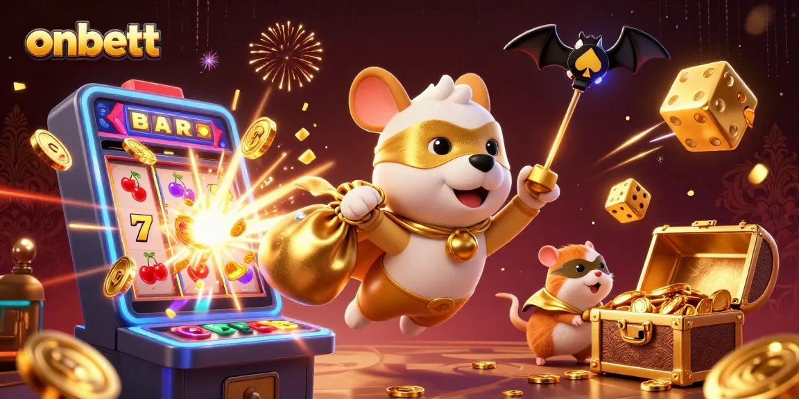 Experience onbett gaming with a superhero dog and vibrant casino elements creating an exciting atmosphere.