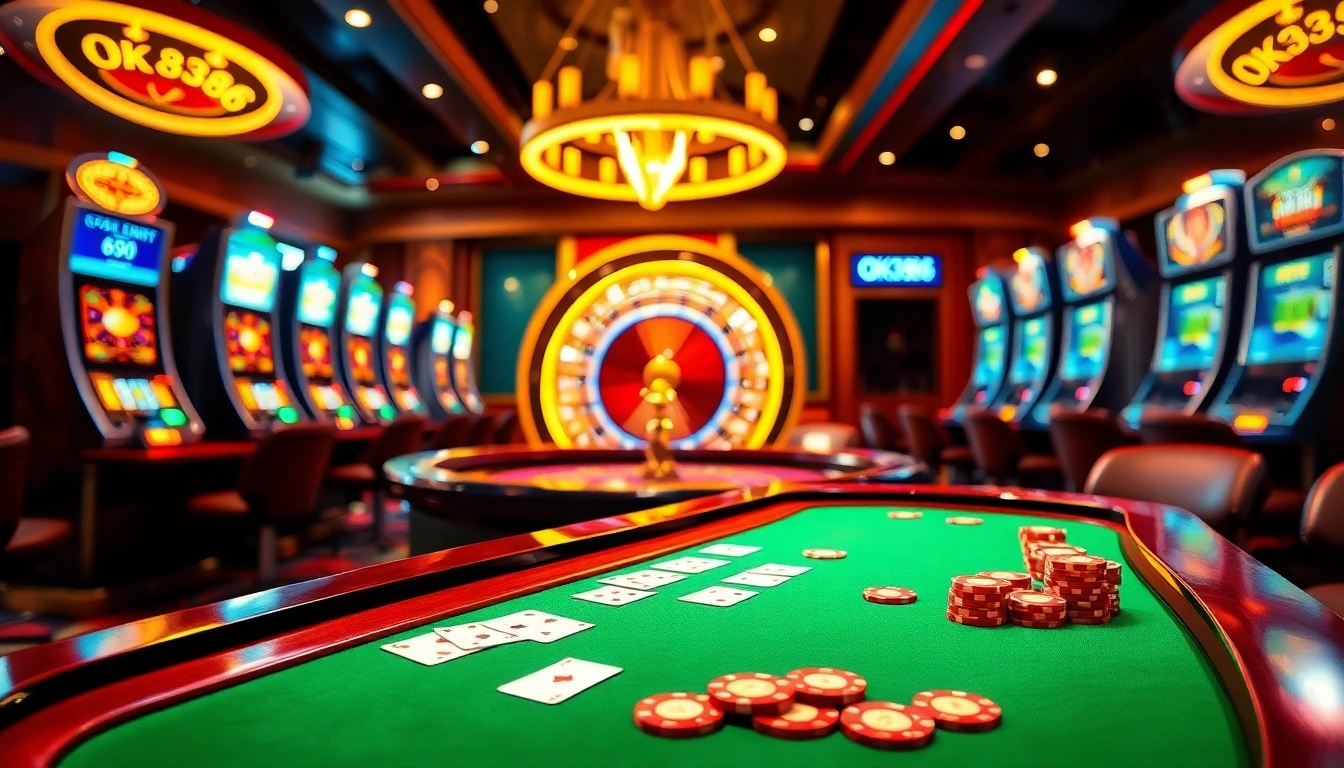 Experience excitement at OK8386's casino featuring vibrant poker and roulette games.