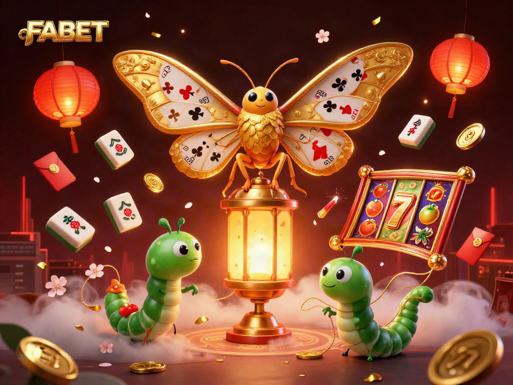 Experience thrilling gameplay and vibrant visuals with FABET's captivating casino illustration featuring golden slot elements.