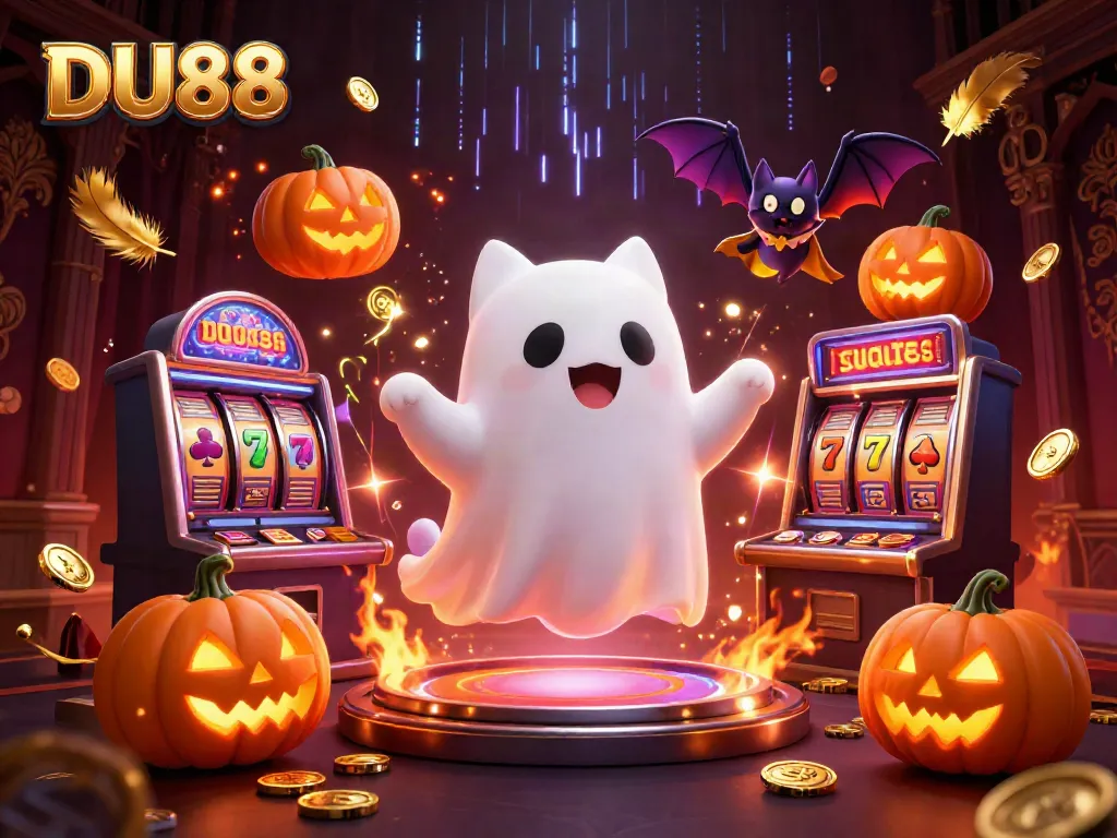 Engage in exhilarating gameplay at DU88, where a friendly ghost cat and bat explore a haunted casino.