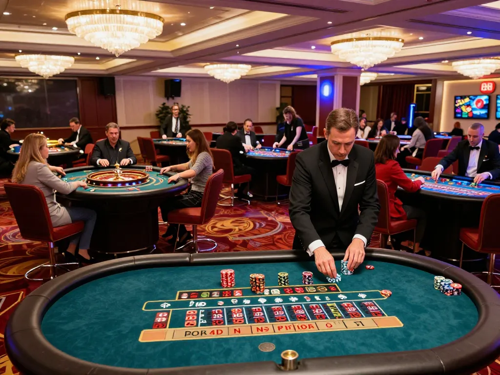 Engaging players at lc 88 roulette table in vibrant casino atmosphere during active gameplay