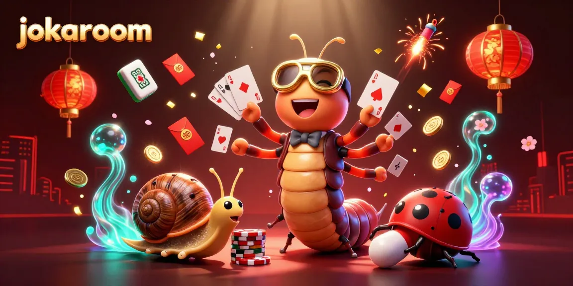 Exciting gaming scene with jokaroom's animated characters and vibrant casino elements.