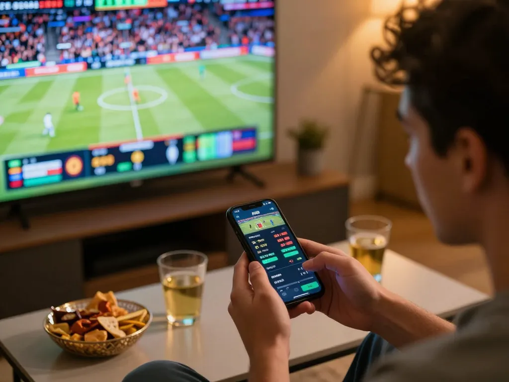 Engaging sports betting action using F168 app on smartphone during live match.