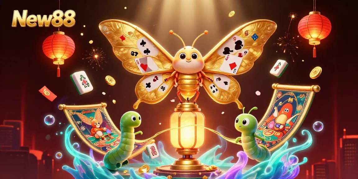 Experience the thrill of New88 with a vibrant 3D scene featuring lucky elements, perfect for casino fans.