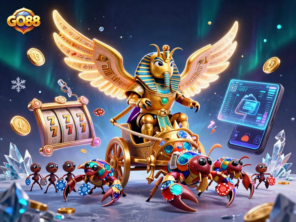 Engage in thrilling gameplay with GO88's 3D Casino scene featuring epic symbols and characters.