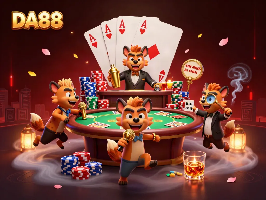 Experience excitement at DA88's vibrant comedy casino with animated hyenas and engaging games.