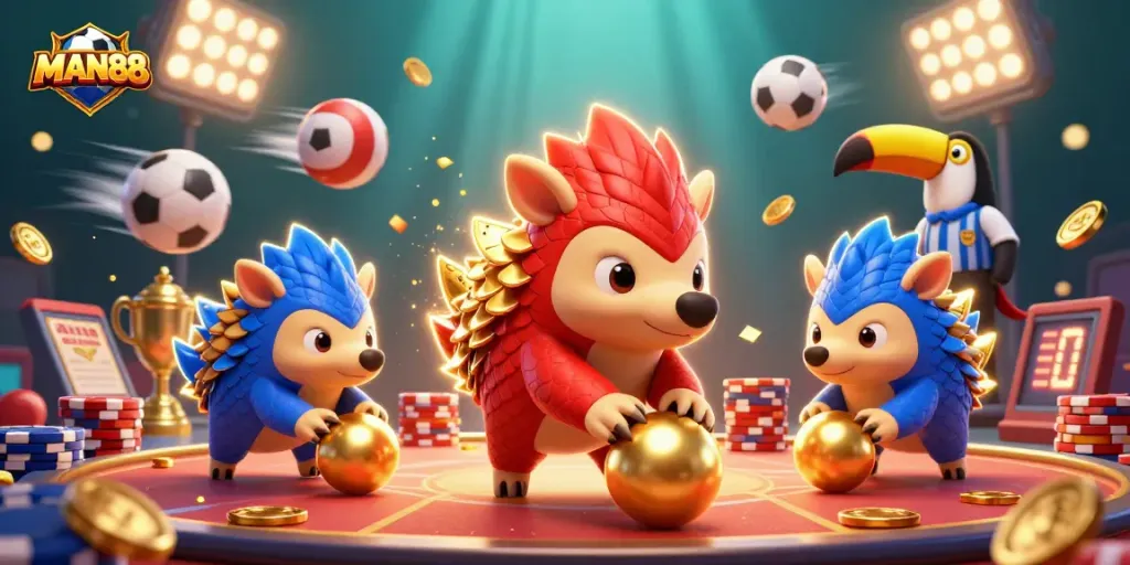 Engage in thrilling bets at MAN88 with dynamic pangolin rivals rolling into golden casino glory.