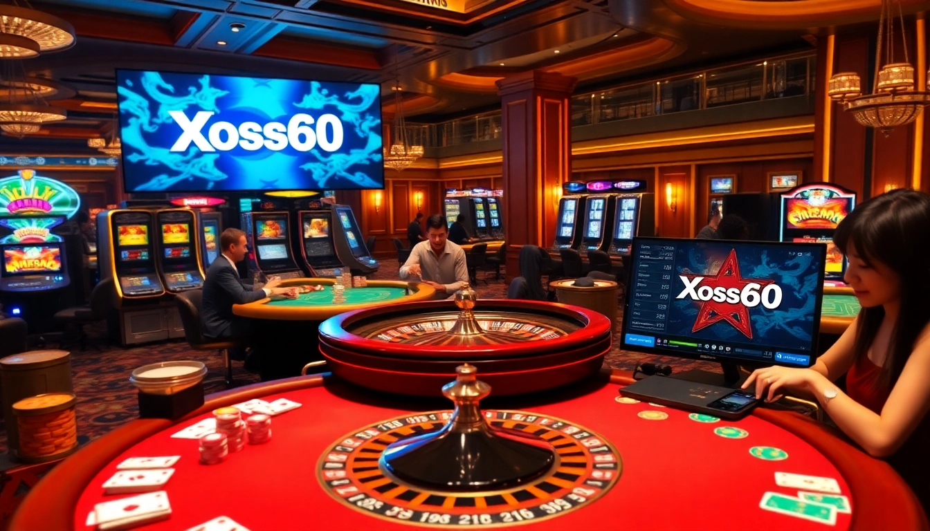 Xoso66 players enjoying an exciting game at a luxurious casino table with vibrant cards and chips.