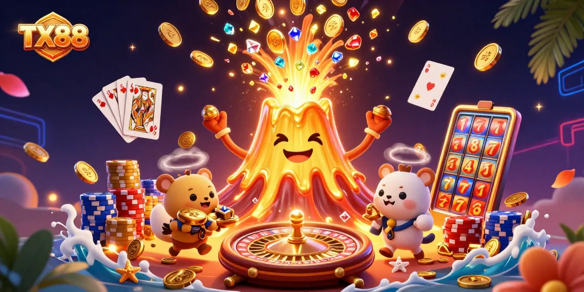 Experience thrilling moments at TX88, where golden coins and jackpots await players in a vibrant casino scene.