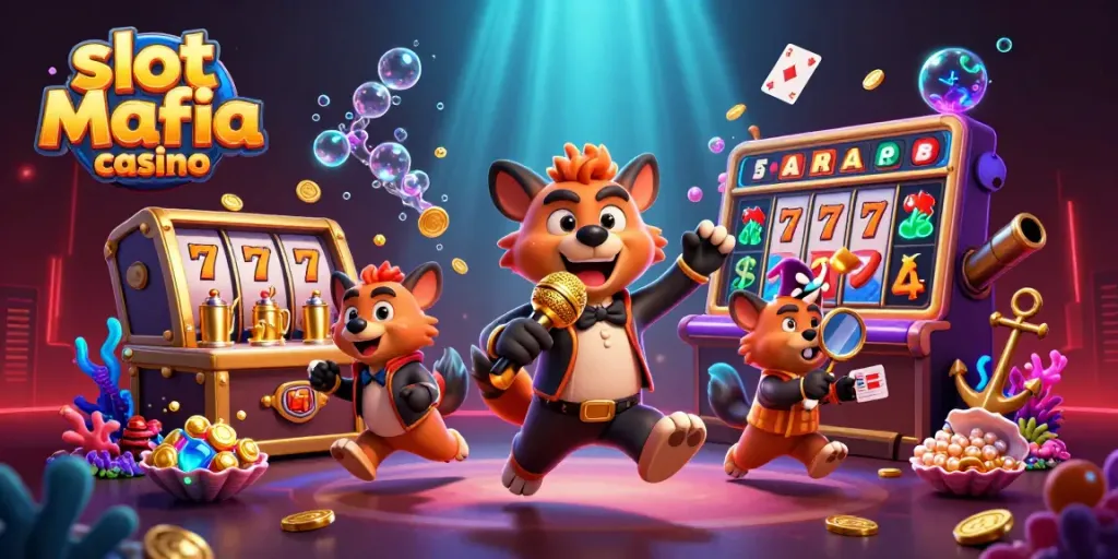 Enjoying thrilling gameplay at slot mafia casino with lively hyenas hosting a comedy club.