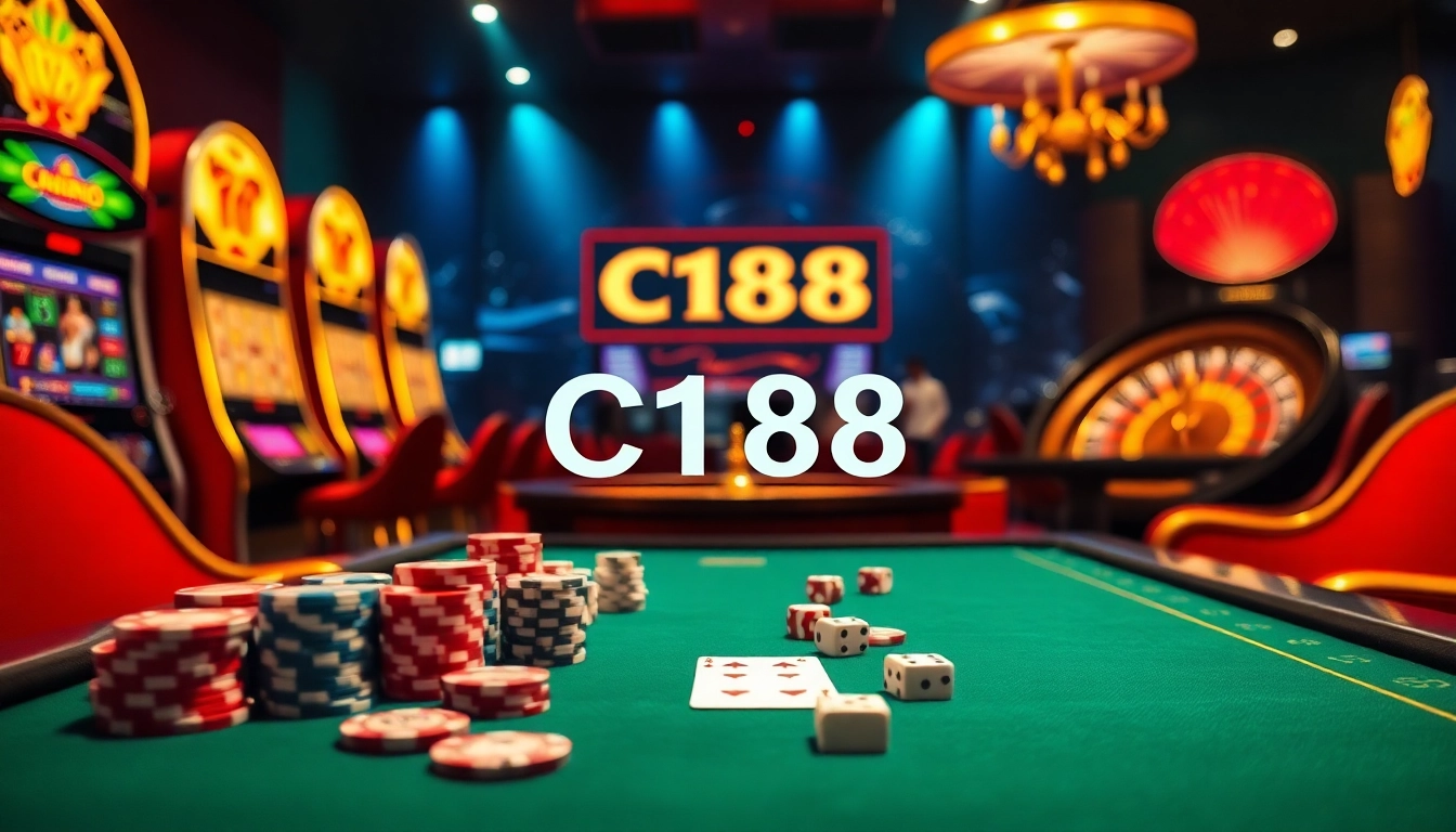 C168 engaging in a high-stakes poker game at a luxurious casino with vibrant slot machines.