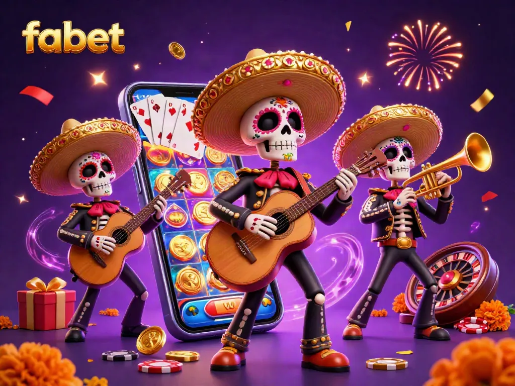 Experience thrilling gambling fun with fabet, featuring a vibrant mariachi band in a festive casino setting.