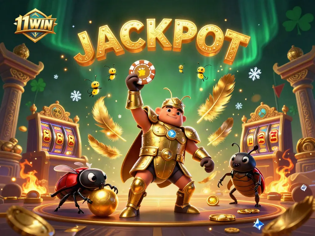 Experience thrilling wins at 11WIN with a jackpot celebration featuring vibrant characters and dynamic gaming elements.