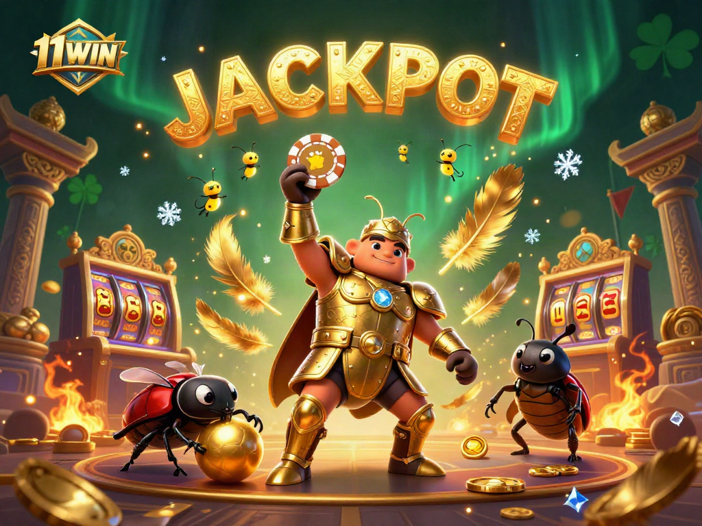 Experience thrilling wins at 11WIN with a jackpot celebration featuring vibrant characters and dynamic gaming elements.