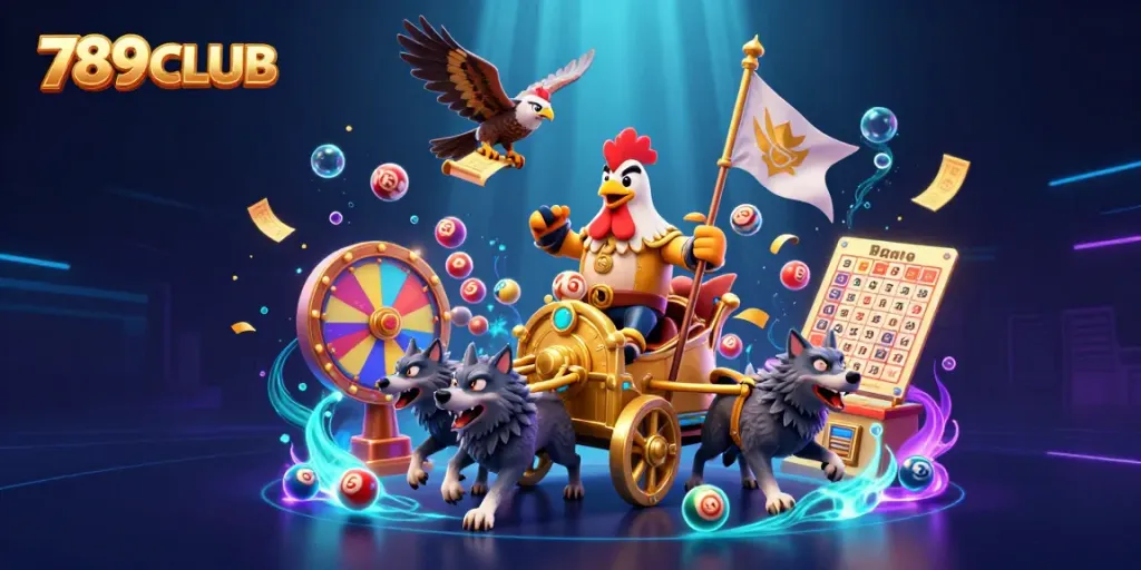 Experience thrilling gaming action with 789CLUB featuring vibrant lottery elements and a dynamic scene.