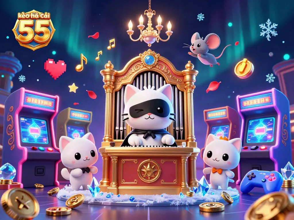 Engage with kèo nhà cái 55 in a vibrant 3D casino illustration featuring dynamic action elements.