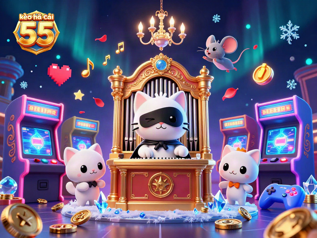 Engage with kèo nhà cái 55 in a vibrant 3D casino illustration featuring dynamic action elements.