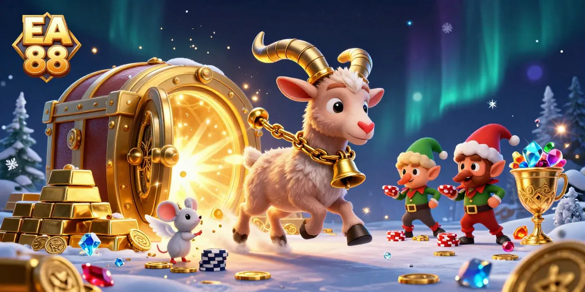 Experience the excitement of EA 88 with a lively casino scene featuring gremlins stealing poker chips amidst shimmering treasures.