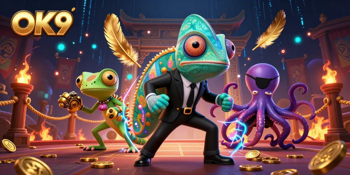 Engage in thrilling casino action at OK9 with vibrant characters and a dynamic gambling scene.