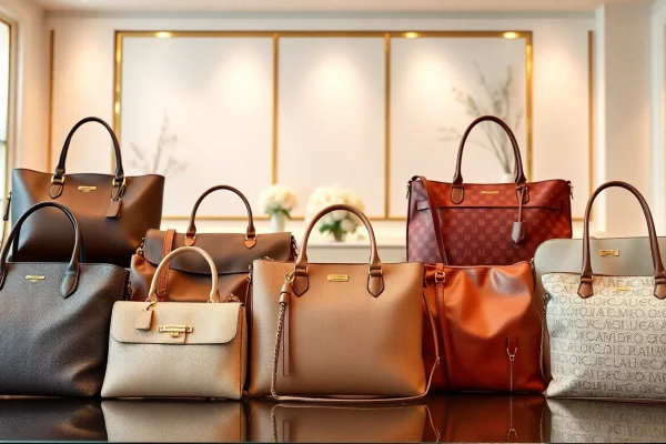 명품 이미테이션으로 감각적인 디자인의 고급 레플리카 핸드백이 전시된 모습.