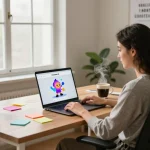 Engaging with Crushon AI in a modern workspace setting, showcasing interactive chat features.