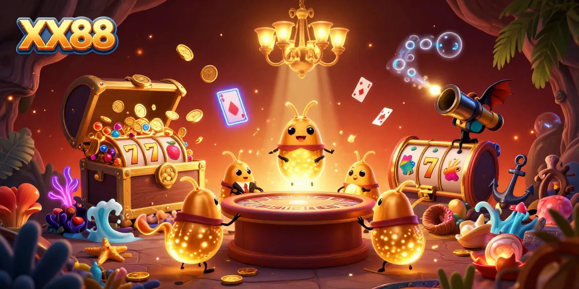 Engage in exciting games at XX88 casino under the glow of bioluminescent characters.